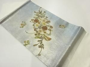 作家物　引箔押し花名古屋帯